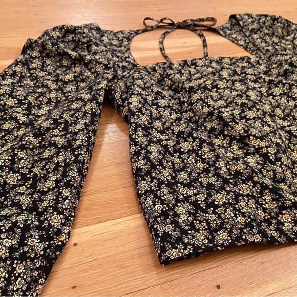 Levi’s Finn Blouse black/yellow floral long sleeve top - Picture 3 of 7